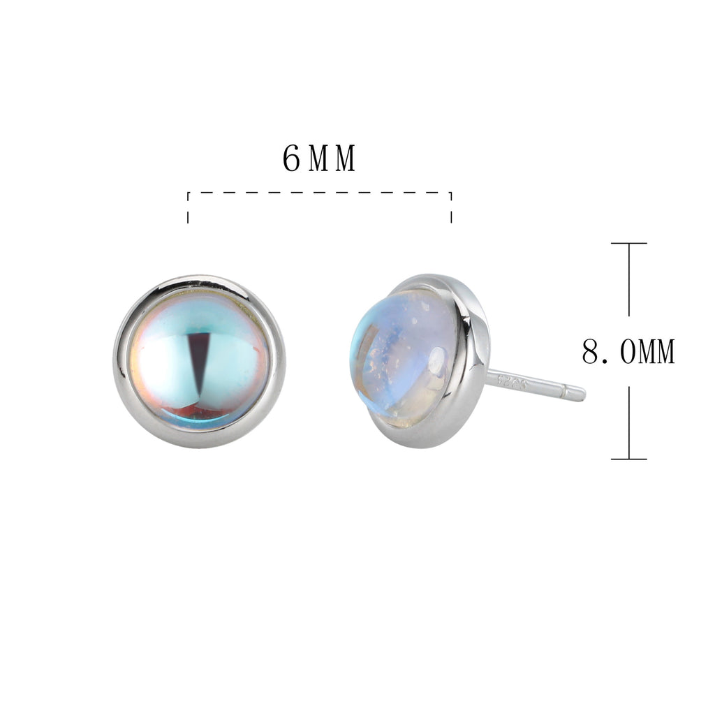 Damen Ohrstecker mit schimmerndem Opal-Effekt und hochwertiger 925 Sterling Silberfassung Shop Nory