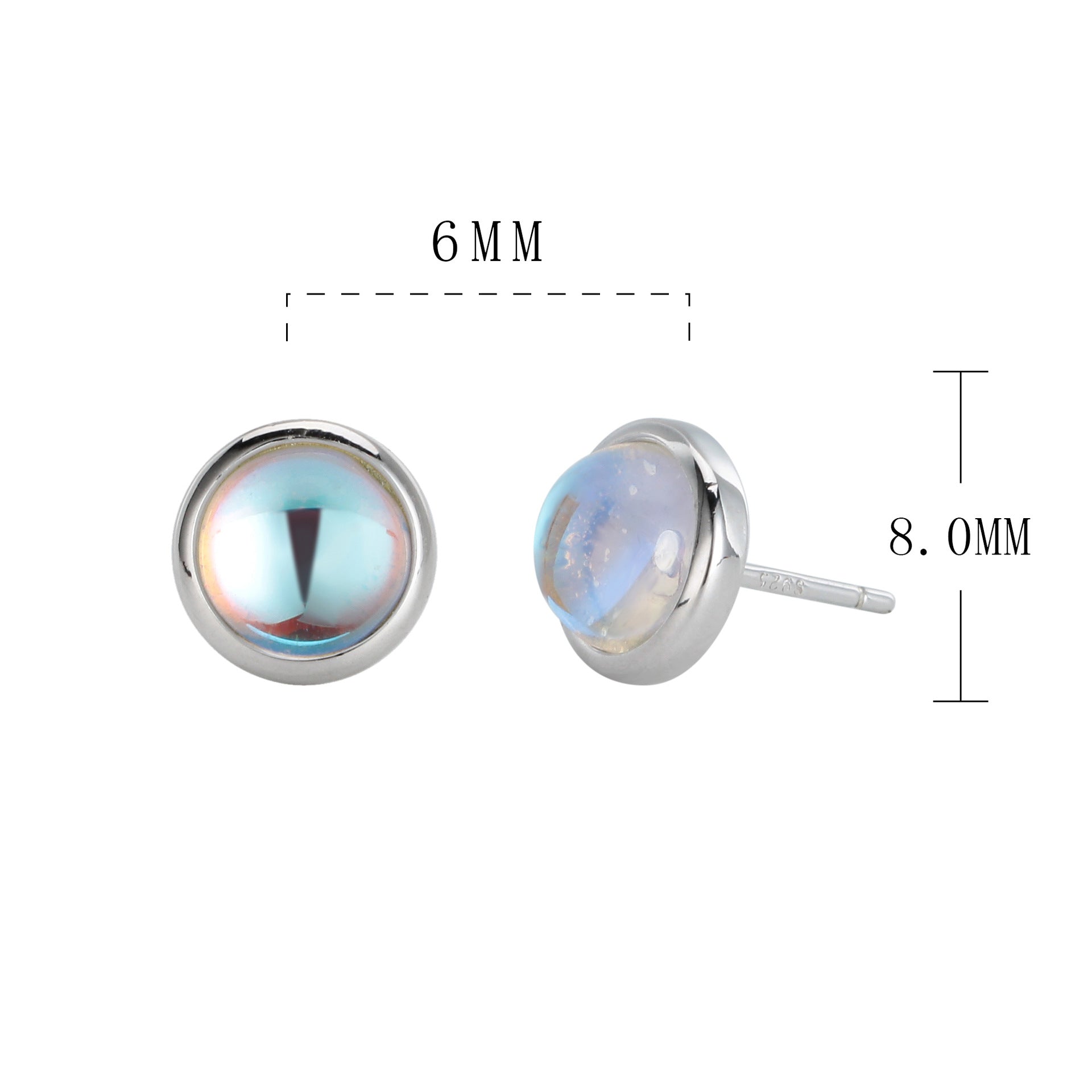 Damen Ohrstecker mit schimmerndem Opal-Effekt und hochwertiger 925 Sterling Silberfassung Shop Nory