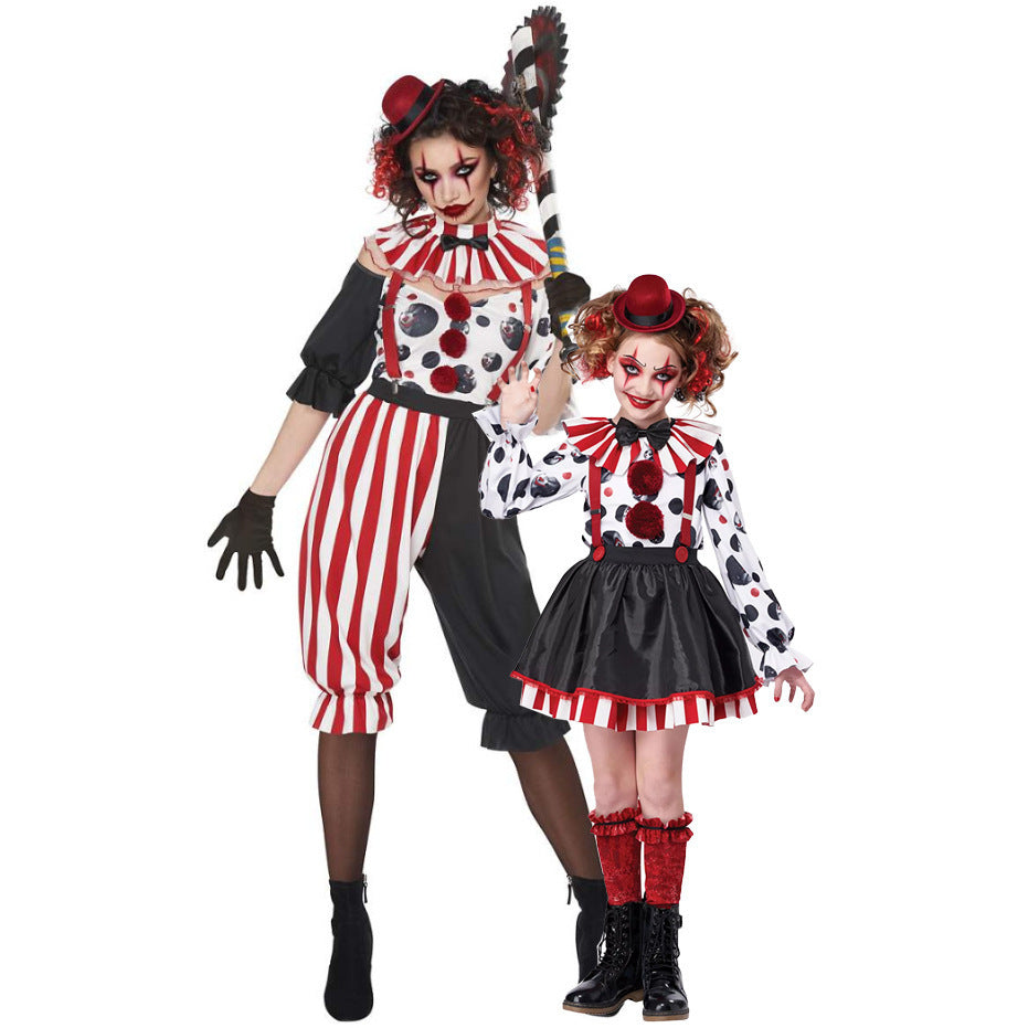 Mädchen Clown-Kostüm mit gestreiftem Overall und lustigen Accessoires Shop Nory
