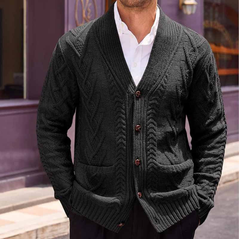 Herren Zopfstrick-Cardigan mit Schalkragen und aufgesetzten Taschen Shop Nory