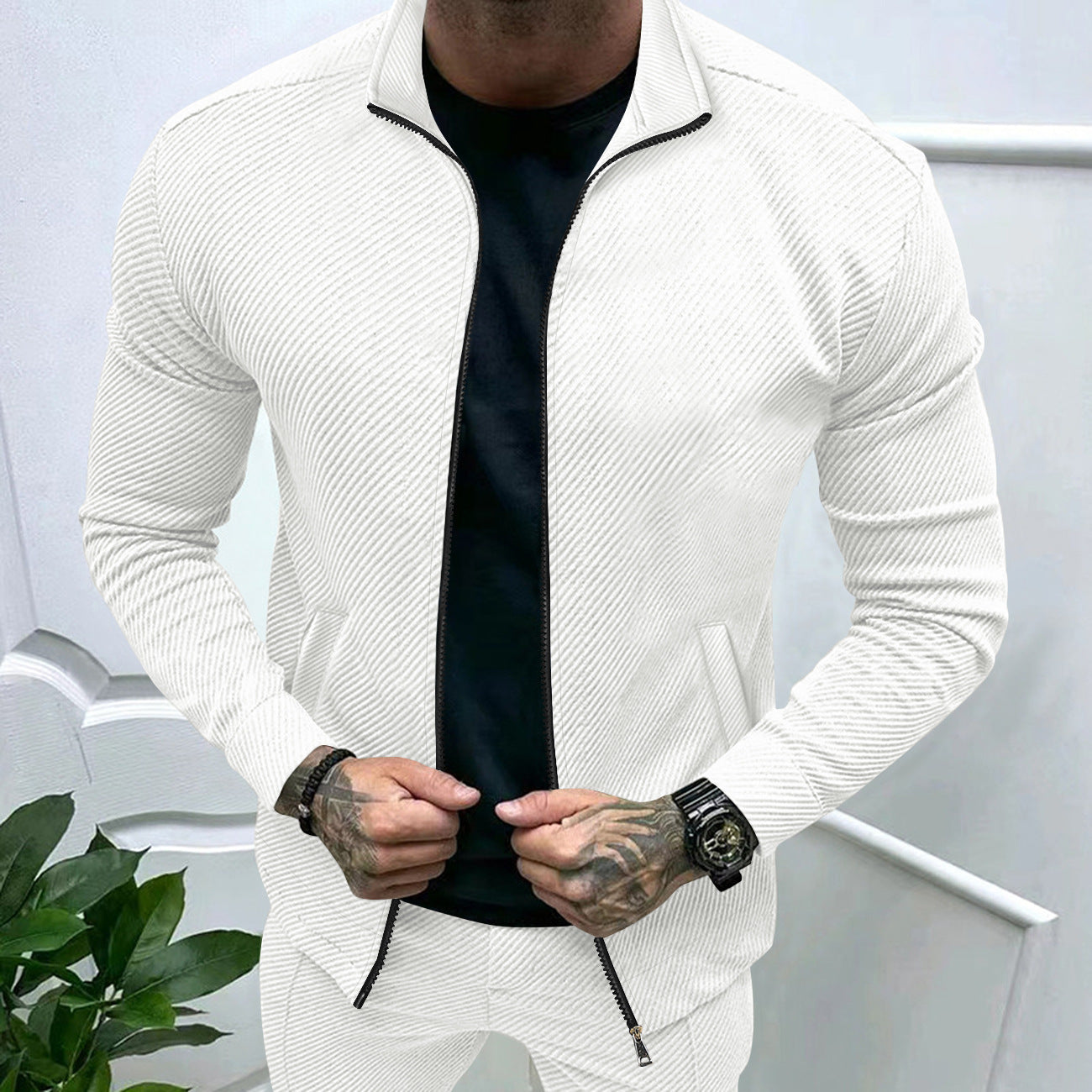 Herren sportliche Jacke mit strukturiertem Design