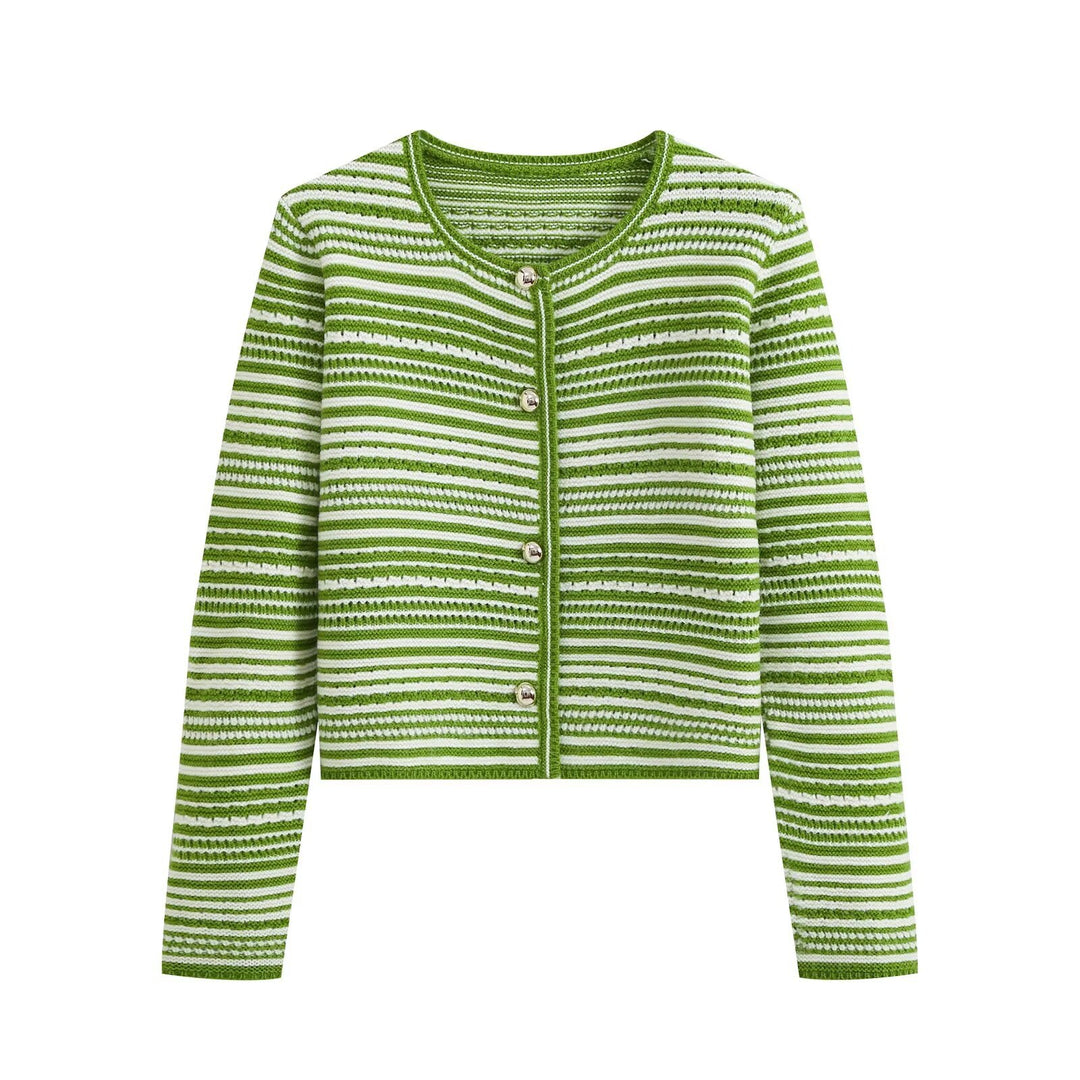 Damen Strukturierter Streifen-Feinstrickcardigan mit Zierknöpfen Shop Nory