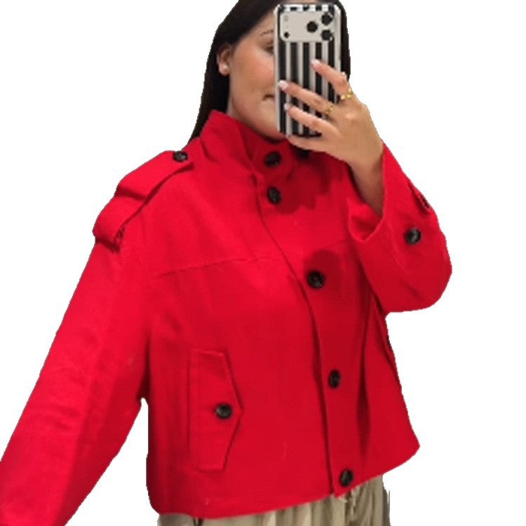 Damen Kurze Boxy-Blousonjacke aus leichtem Canvas mit Schulterklappen Shop Nory