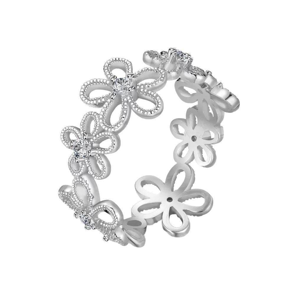 Damenring mit floralem Design und funkelnden Akzenten Shop Nory