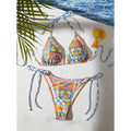 Damen Triangel-Bikini-Set mit verspielt floralem Muster und verstellbaren BindShopnoryändern