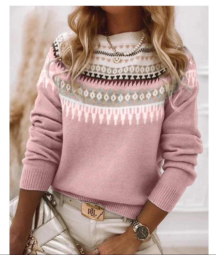 Damen nan Norwegerpullover aus Wollmix mit Rundhalsausschnitt und traditionellem Fair-Isle-Yoke Shop Nory