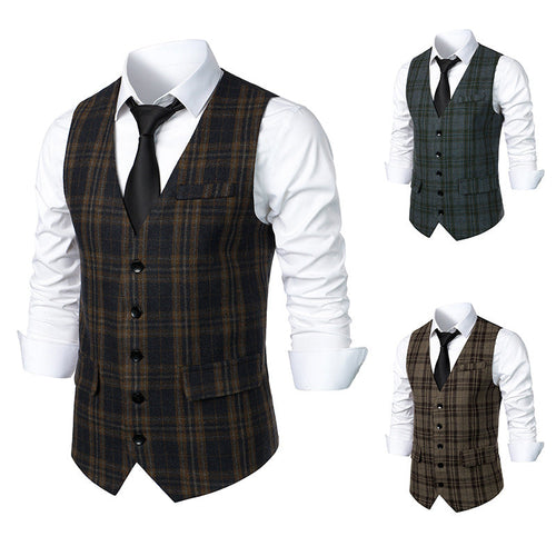 Herren klassische Karoveste mit elegante Schnitt und praktischen Taschen Shopnory