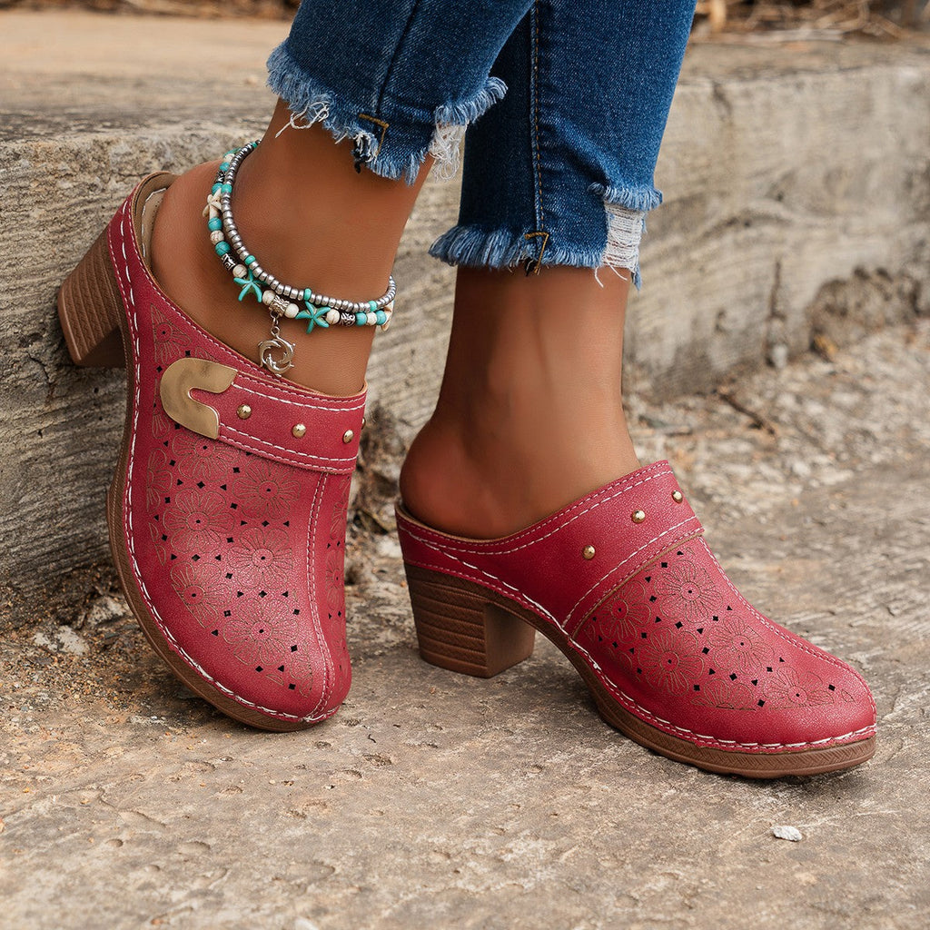 Damen Hohe Clogs mit floralem Muster und ergonomischem Fußbett