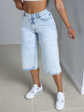 Damen Culotte-Jeans mit hohem Bund und lässigem Schnitt Shopnory