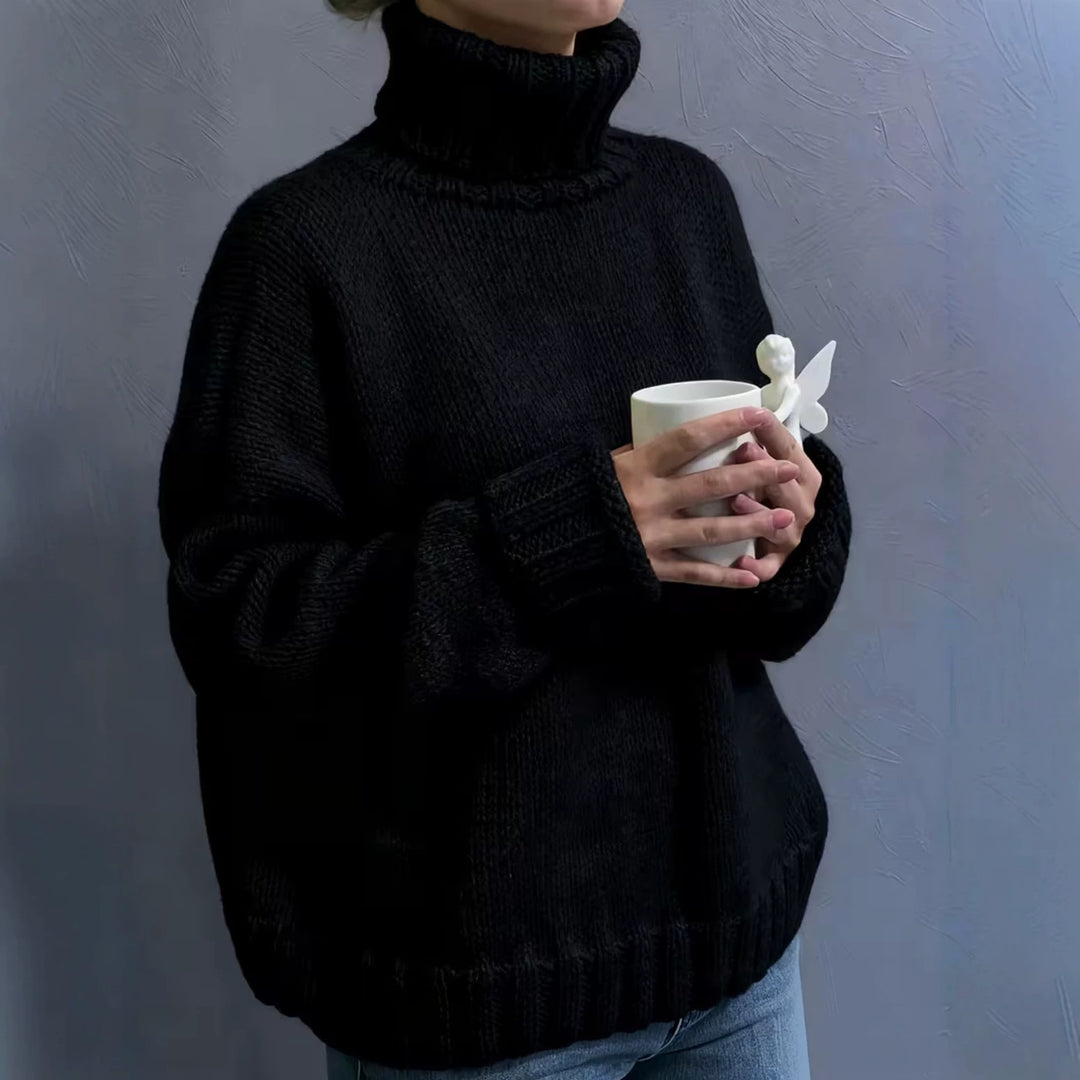 Damen Oversize-Rollkragenpullover im Fluffy-Mix mit breiten gerippten Bündchen Shop Nory