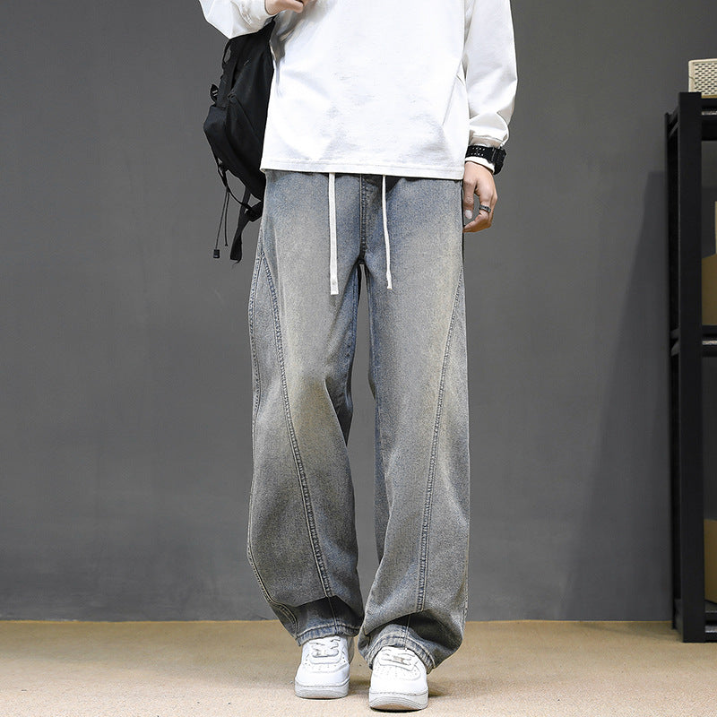 Herren Weitgeschnittene Jeanshose mit elastischem Bund und modernem Design