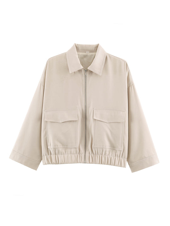 Damen Cropped Utility-Blouson mit elastischem Bund und aufgesetzten Pattentaschen Shop Nory
