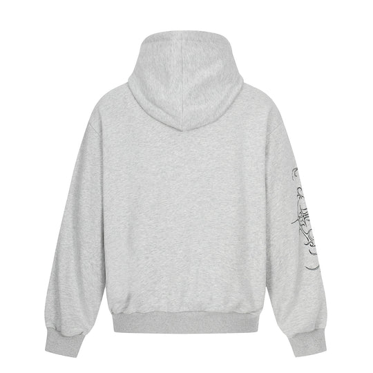 Herren Oversize Kapuzenpullover mit ornamentalem Kreuz‑Print und Nieten Shop Nory