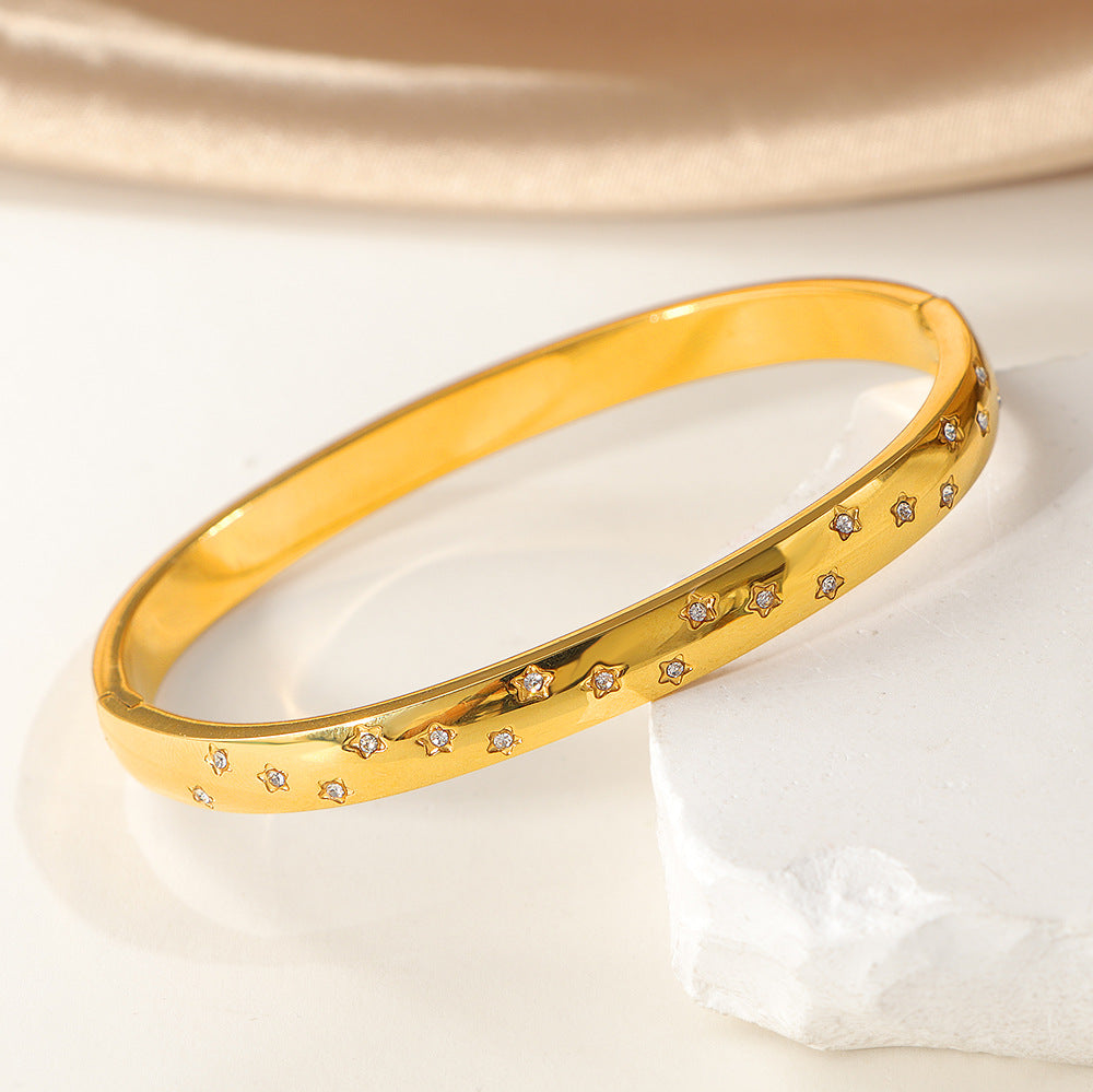 Damen Star-Besetzter Gold Armreif Shop Nory