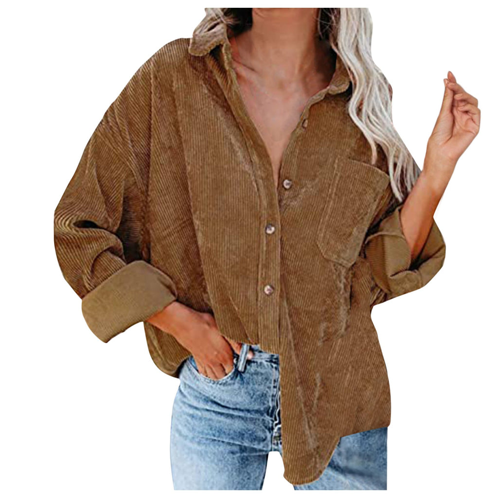 Damen Übergroße Kordbluse