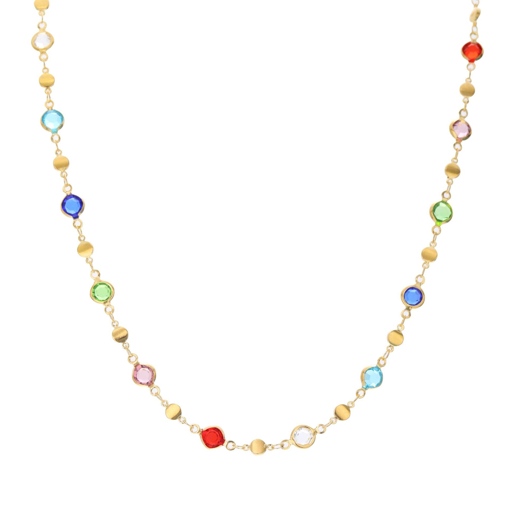 Damen Halskette mit bunten Edelstein-Details und filigranem Design Shop Nory