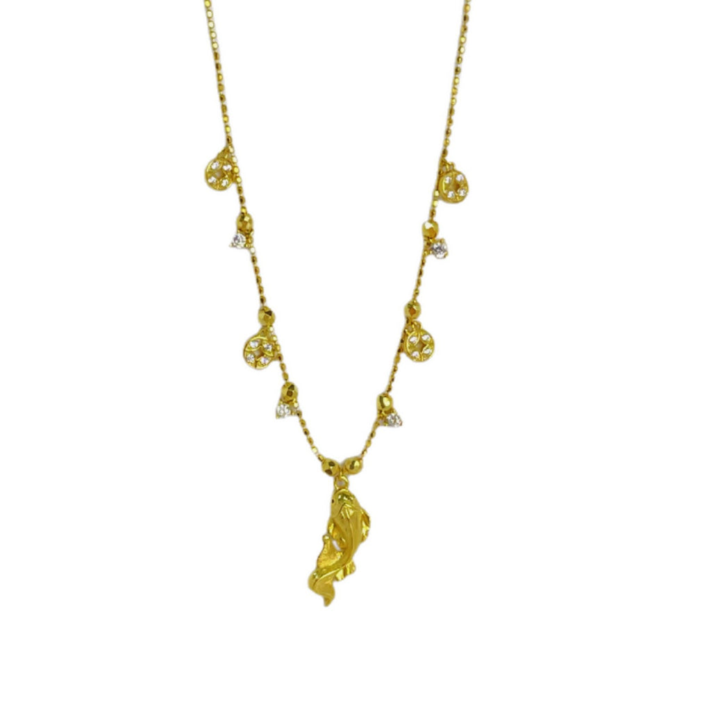 Damen zarte Halskette mit filigranen Anhängern und funkelnden Details Shop Nory