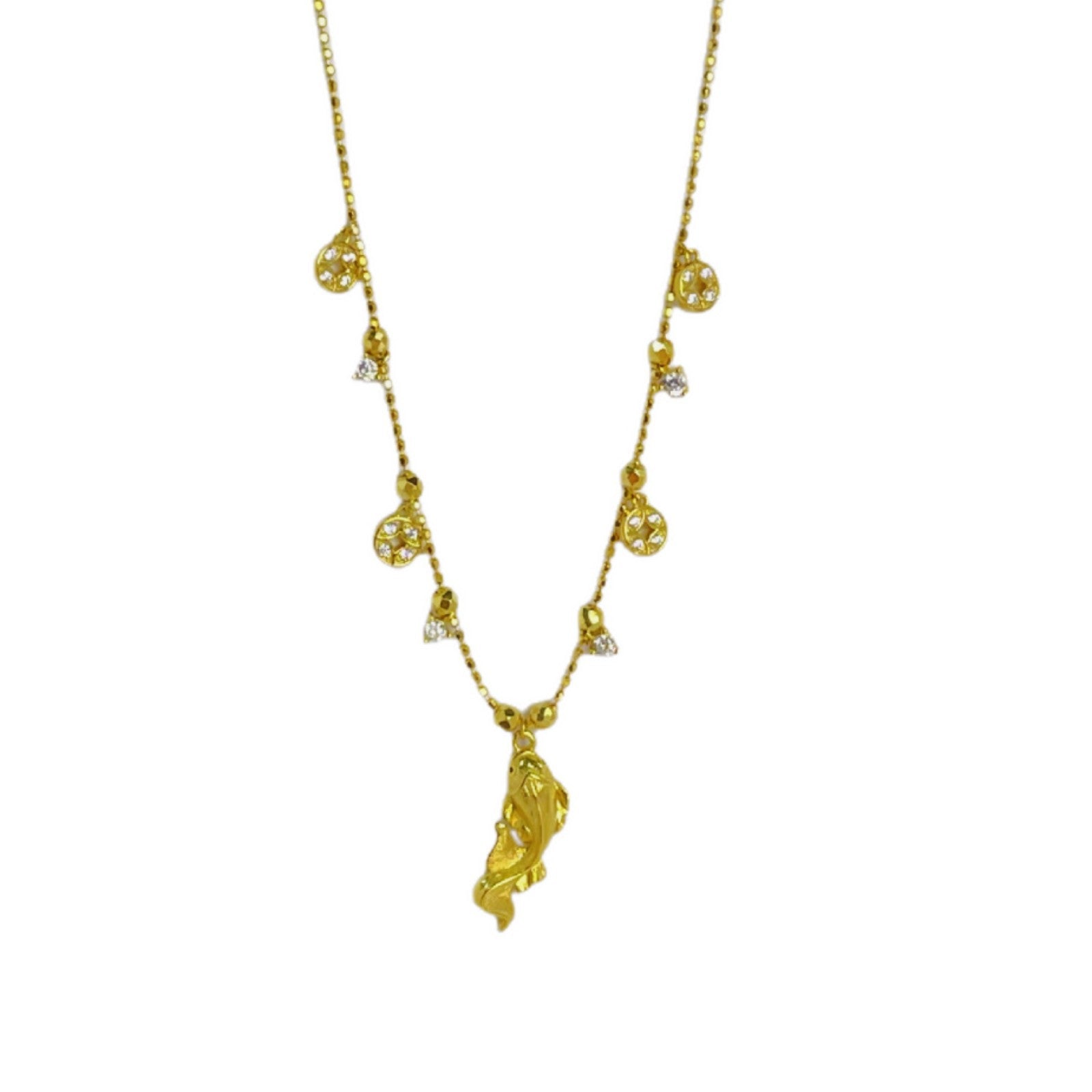 Damen zarte Halskette mit filigranen Anhängern und funkelnden Details Shop Nory