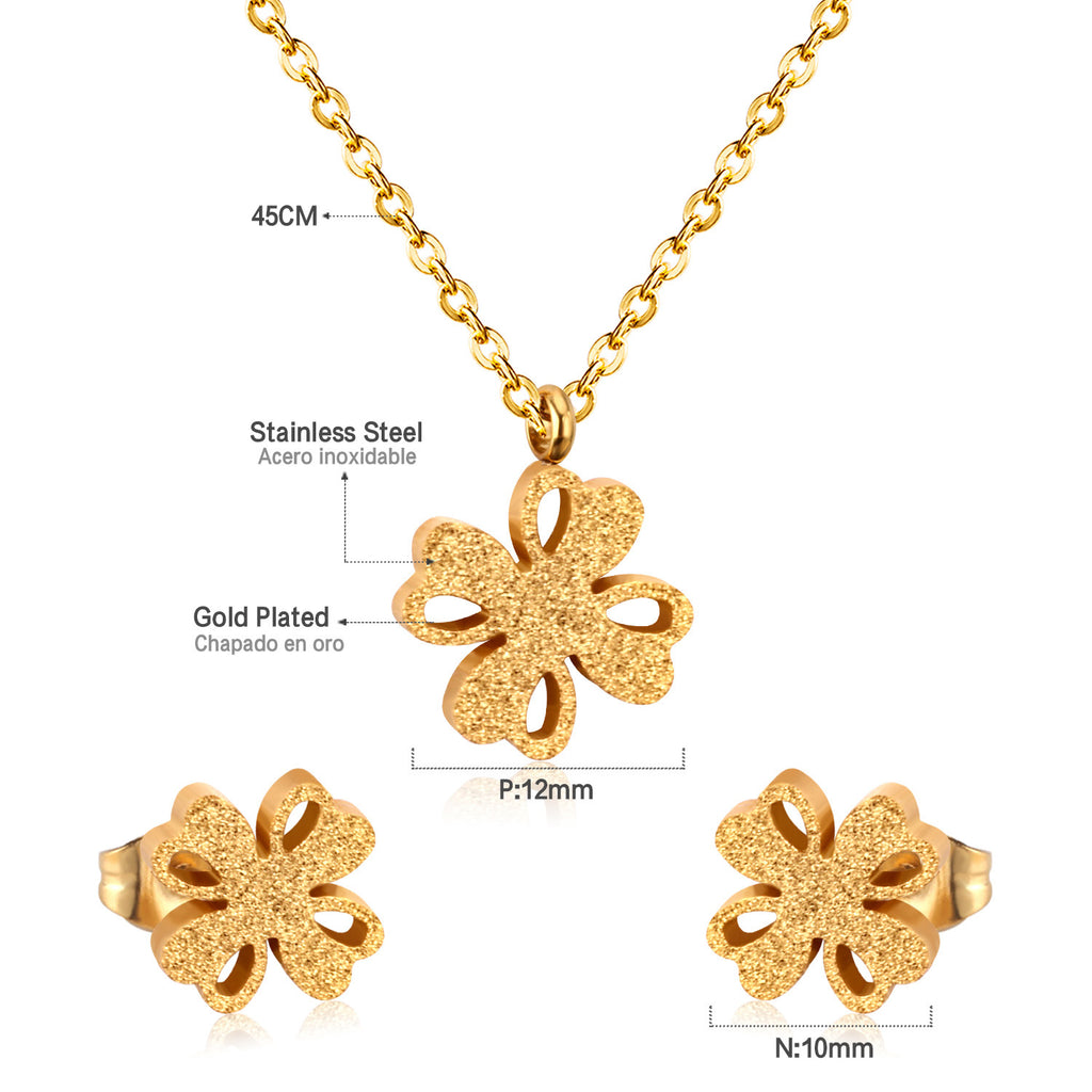 Damen Schmuckset mit herzförmigen Anhängern aus goldplattiertem Edelstahl Shop Nory