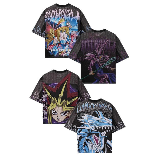 Unisex nan atmungsaktives Netz-Jersey mit großflächigem Anime-Print und V-Ausschnitt