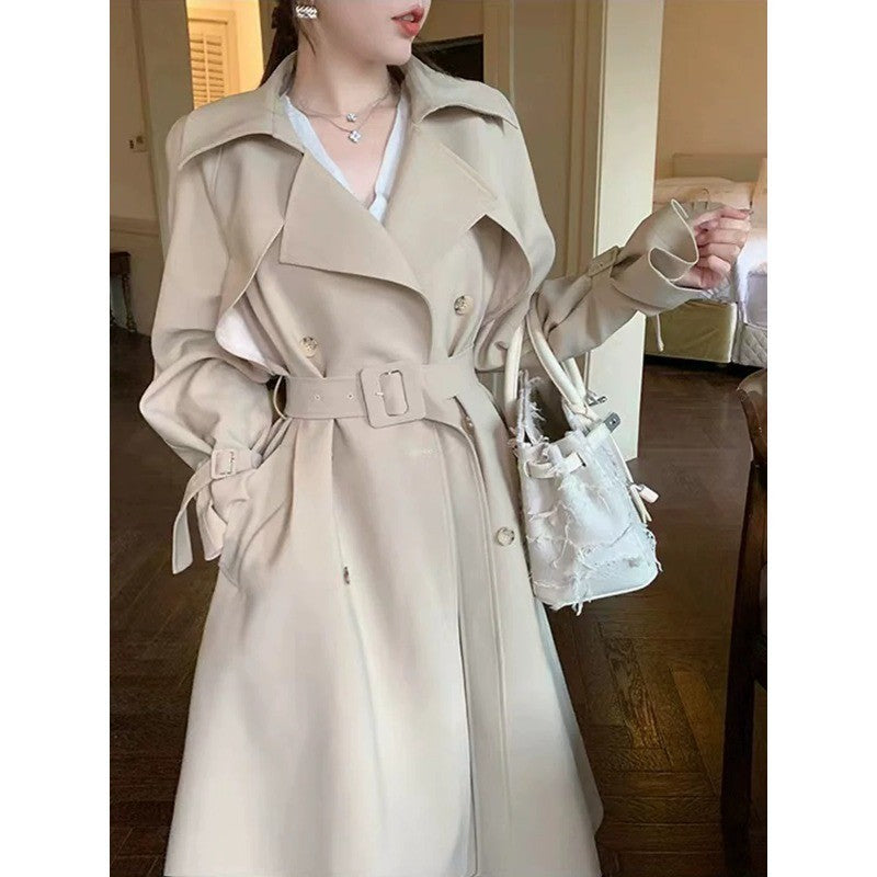 Damen Taillierter A-Linien Trench-Mantel mit breitem Bindegürtel Shop Nory