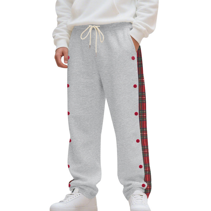 Herren nan Sweatpants mit seitlichem Karostreifen, Druckknopfleiste und Kordelzug Shop Nory