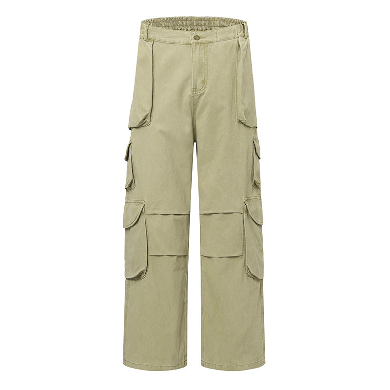 Damen Weite Cargo-Hose mit Multi-Taschen und hoher Taille Shop Nory