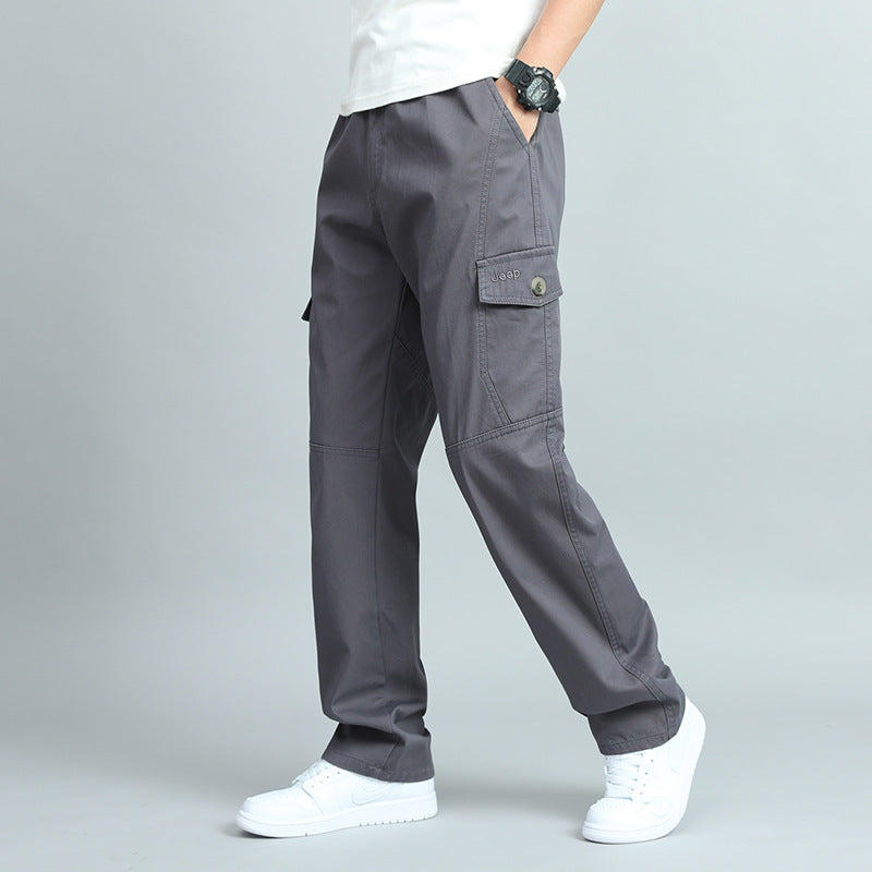Herren Robuste Canvas-Cargohose mit geradem Bein, Knieabnähern & Klappentaschen Shop Nory