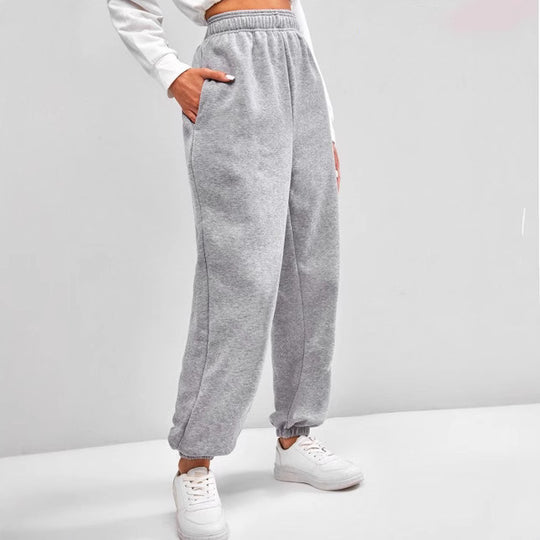 Damen nan hochgeschnittene Relax-Fit Jogginghose mit elastischem Bund, Seitentaschen und gerafften Beinbündchen Shop Nory