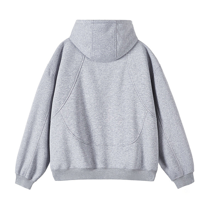 Unisex Oversize-Kapuzen-Sweatjacke mit hohem Stehkragen und durchgehendem Reißverschluss Shop Nory