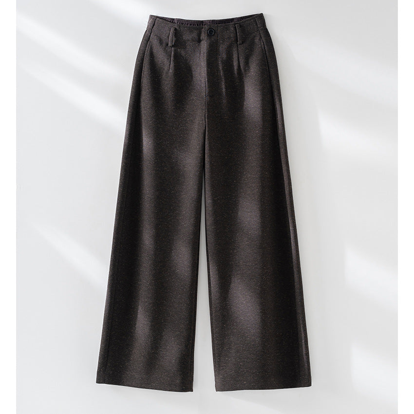 Damen Elegante hochtaillierte Wollblend-Palazzohose mit Bundfalten und geradem Bein Shop Nory