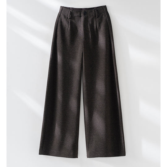 Damen Elegante hochtaillierte Wollblend-Palazzohose mit Bundfalten und geradem Bein Shop Nory