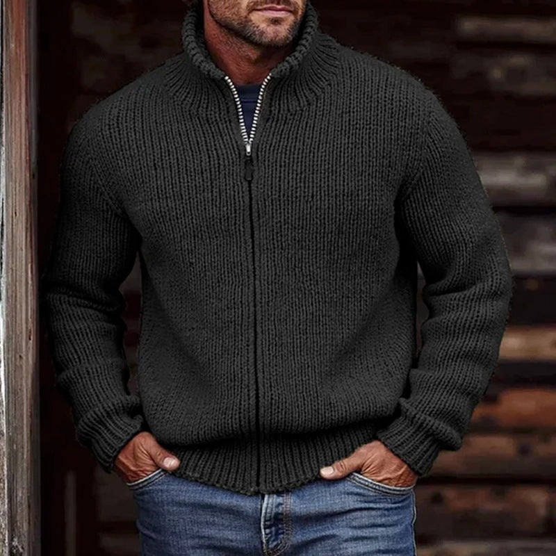 Herren Grobstrick-Cardigan mit Stehkragen und durchgehendem Reißverschluss Shop Nory