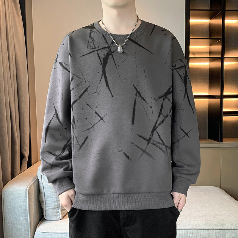 Herren Sweatshirt mit abstraktem Print, Rundhalsausschnitt und relaxed Fit Shop Nory