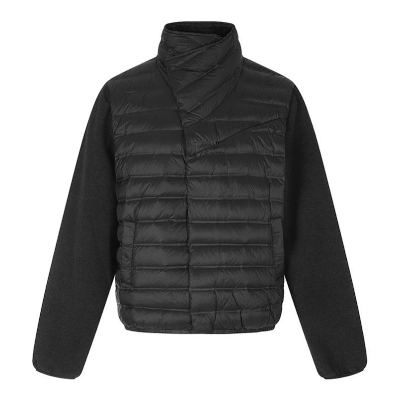 Damen gesteppte Hybrid-Jacke mit asymmetrischem Schalkragen und elastischem Bund Shop Nory
