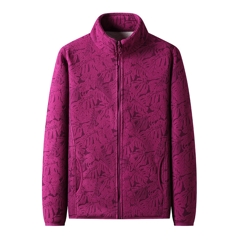 Damen Fleecejacke mit durchgehendem Reißverschluss und floraler Jacquard-Struktur Shop Nory