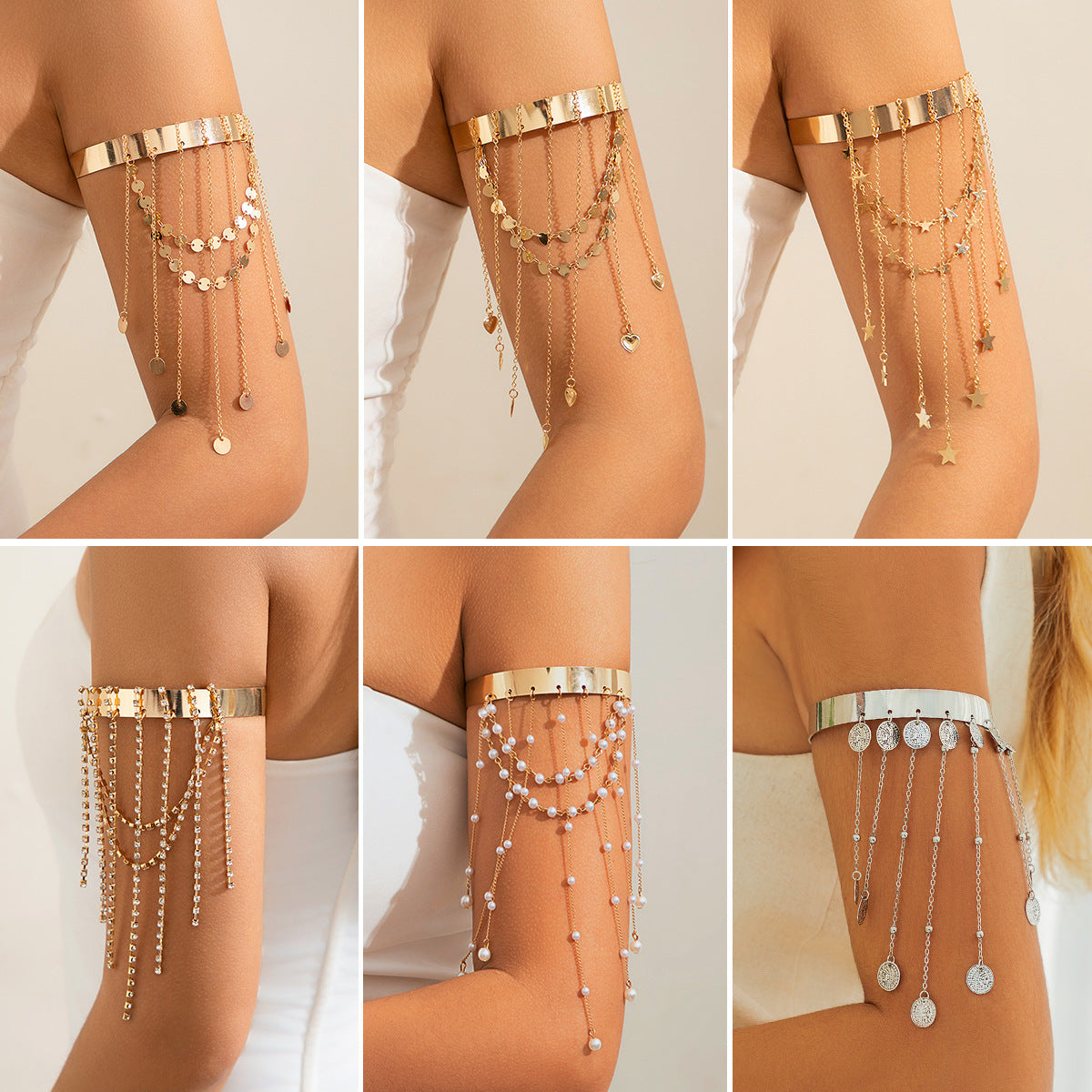 Damen Armspange mit Anhängern und filigranen Details