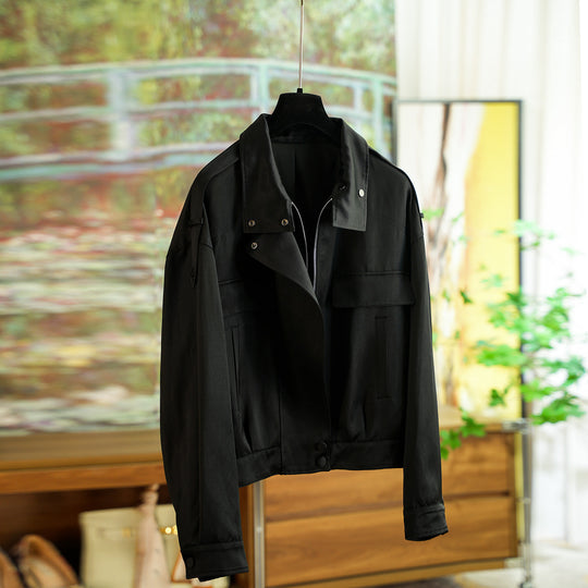 Damen elegante Utility-Jacke mit hohem Kragen Shop Nory