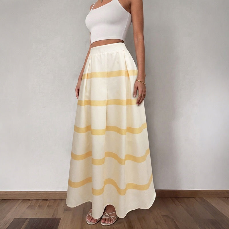 Damen Eleganter Maxirock mit Streifen Shop Nory