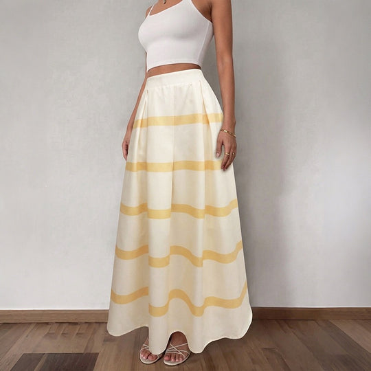 Damen Eleganter Maxirock mit Streifen Shop Nory