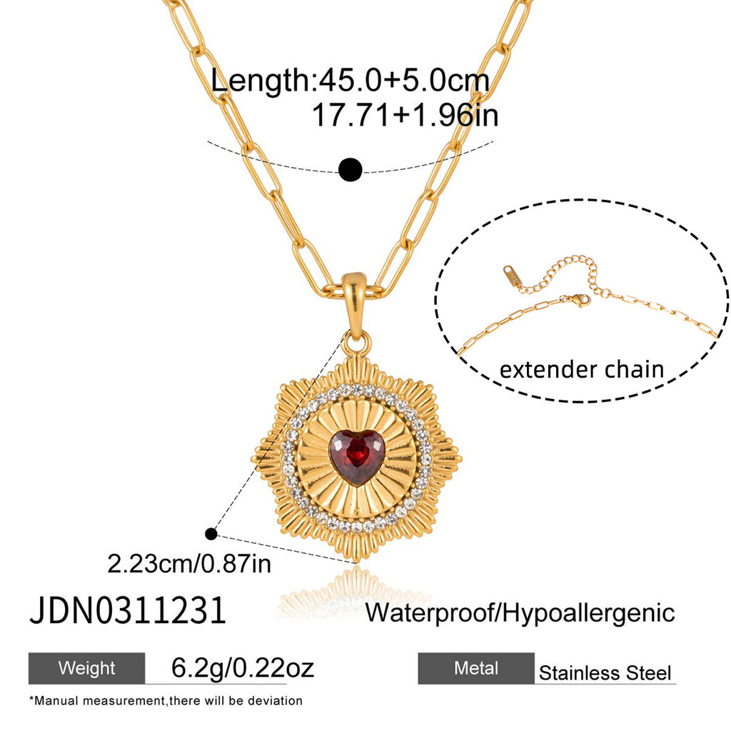 Damen Halskette mit strahlendem Herzanhänger und Zirkonia-Besatz Shop Nory
