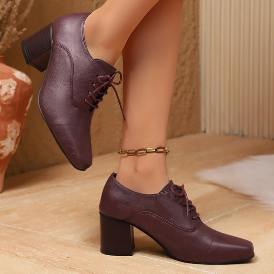 Damen Elegante Schnürpumps mit quadratischer Spitze und mittelhohem Blockabsatz Shop Nory