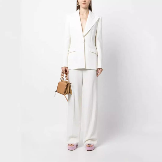 Damen Eleganter Einreihiger Maßgeschneiderter Blazer mit taillierter Schnittführung und weiter Palazzohose Shop Nory