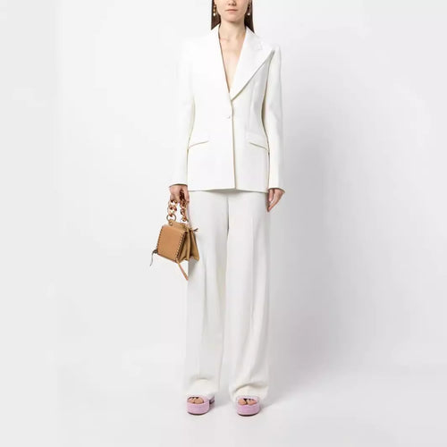 Damen Eleganter Einreihiger Maßgeschneiderter Blazer mit taillierter Schnittführung und weiter Palazzohose Shop Nory