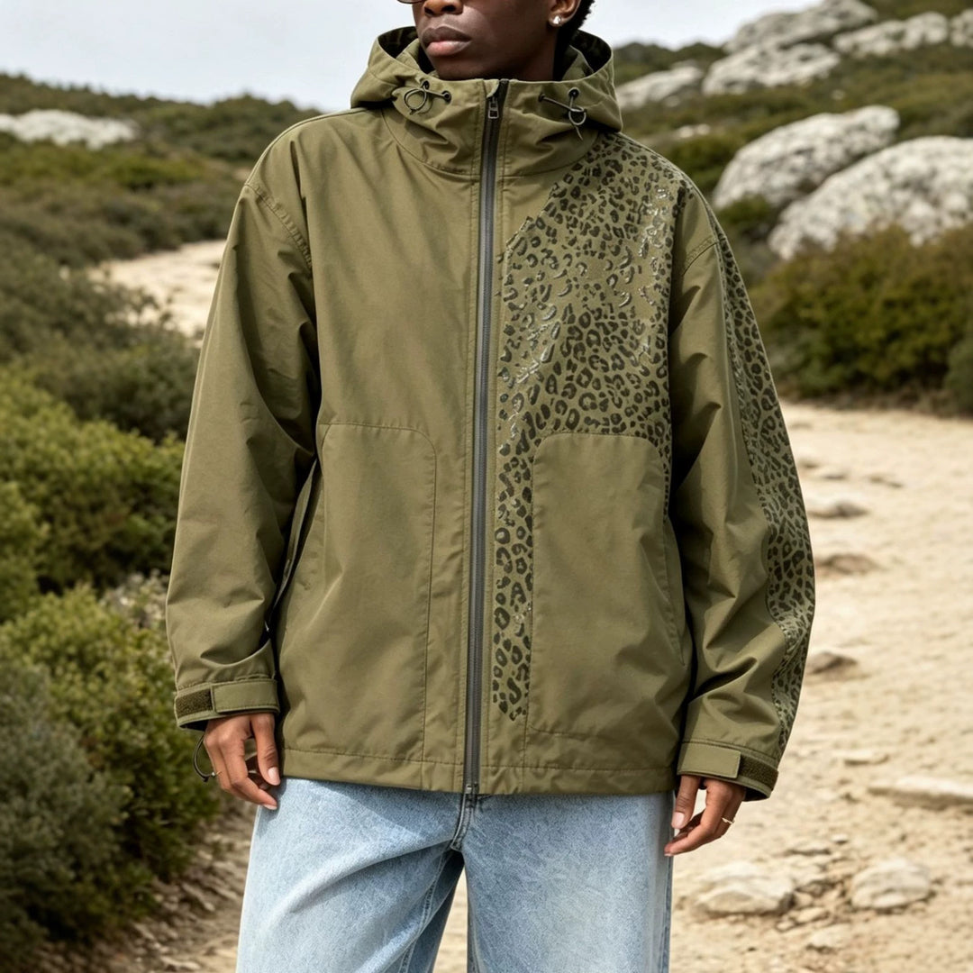 Damen Modische Jacke mit Kapuze und Tierdruck