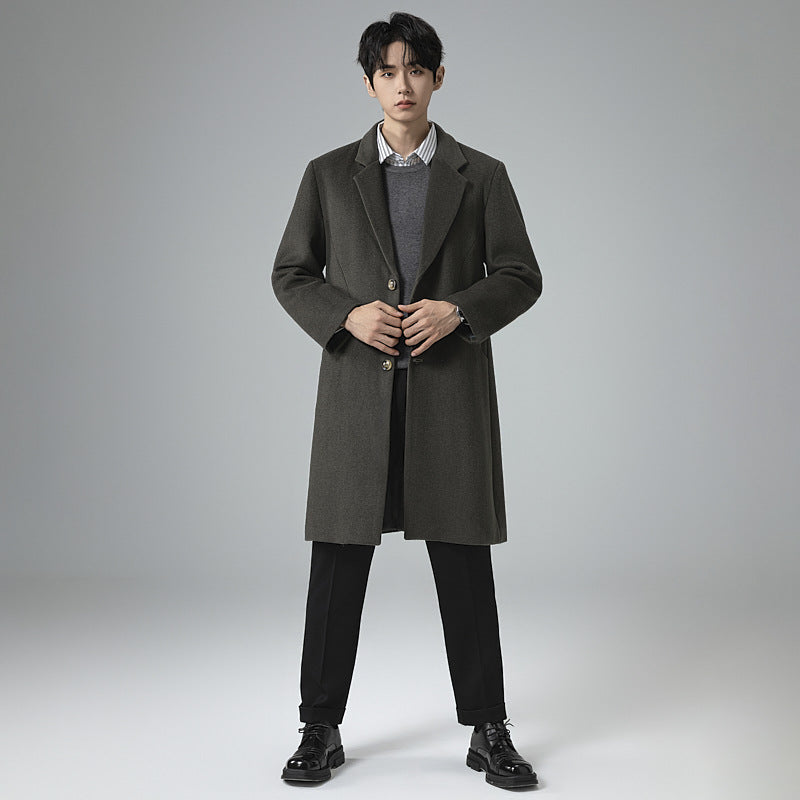 Herren Eleganter Longline-Wollmantel mit minimalistischem Revers und taillierter Silhouette Shop Nory