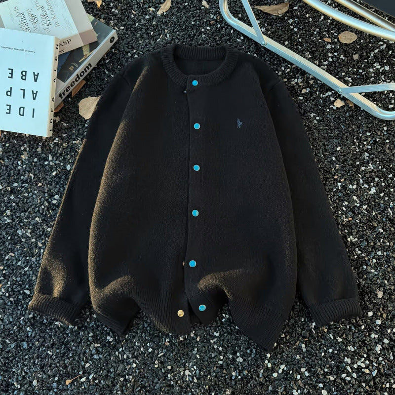 Unisex Oversize-Strickjacke mit Druckknopfleiste, geripptem Saum und Melange-Optik Shop Nory