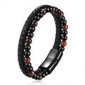 Damen Lederarmband mit geflochtenem Design und elegantem Zierbead Shop Nory