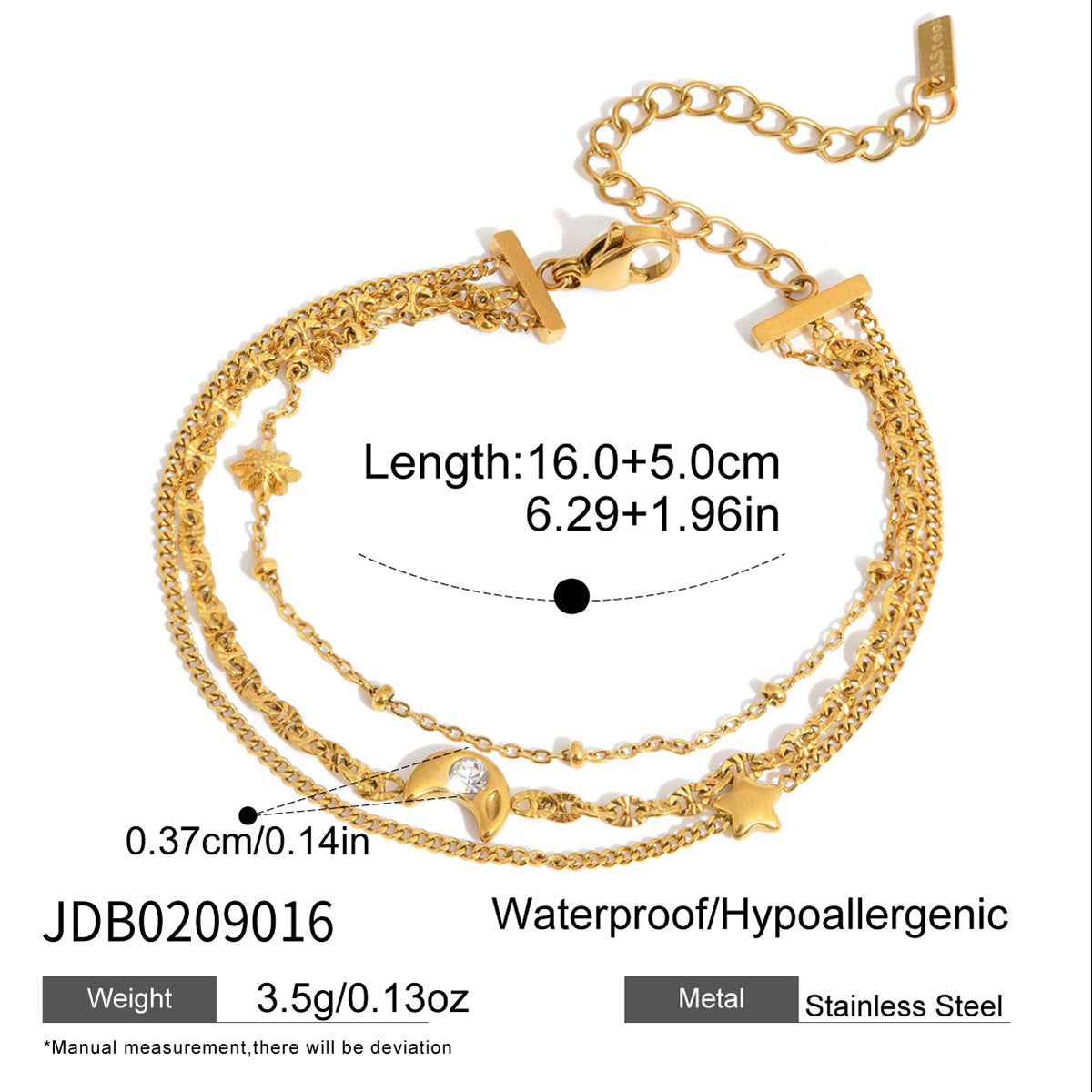 Damen Mehrsträngiges Armband mit einzigartigen Anhängern aus hypoallergenem Edelstahl Shop Nory
