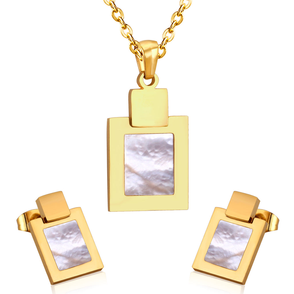 Damen Halskette mit quadratischem Anhänger aus antiallergischem Edelstahl und Zirkonia-Elementen Shop Nory